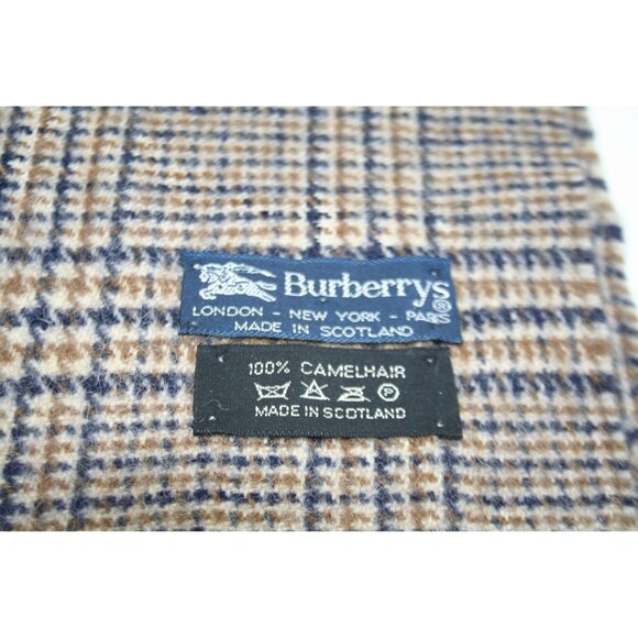 VTG Burberry's 100% Camel Hair Plaid Scarf 12x54 Classic British Heritage Luxury - Picture 2 of 2